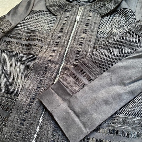 ROBERT Rodriguez Black Mesh and Lace Zip Up Bomber Jacket - Picture 5 of 11